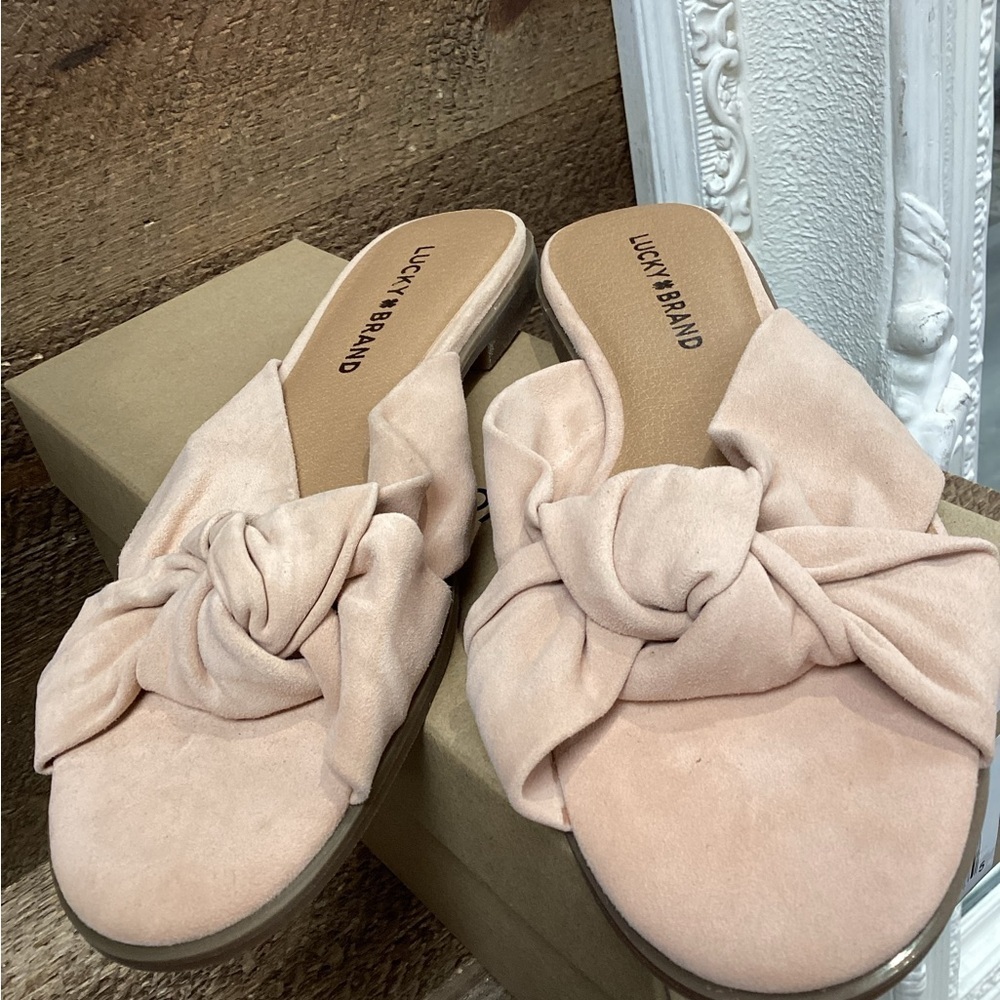 Lucky Brand “Just Peachy” Suede Knot Slide Sandals – Size 7M - Picture 4 of 6